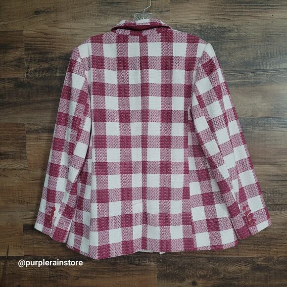 Liz Claiborne Blazer 14 P Tweed Buffalo Plaid Wool Blend Button Accents NWOT - Picture 2 of 11